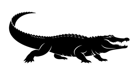 Fototapeta premium Powerful Alligator Silhouette Illustration on White Background.