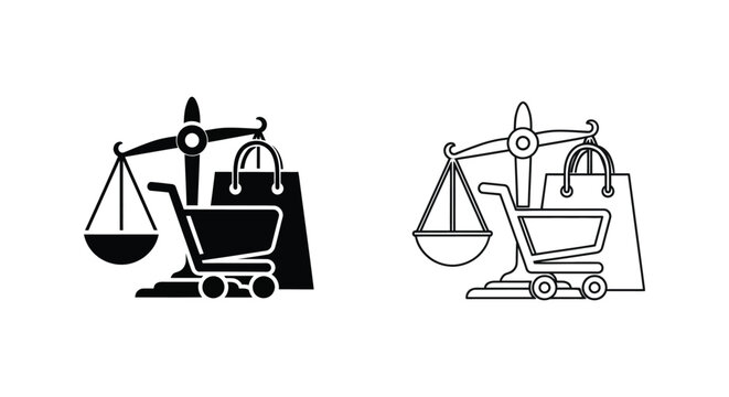 Balance Shopping Cart Icons: Ecommerce & Retail Design Vector