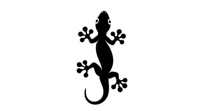 Black silhouette of a gecko lizard on a white background.