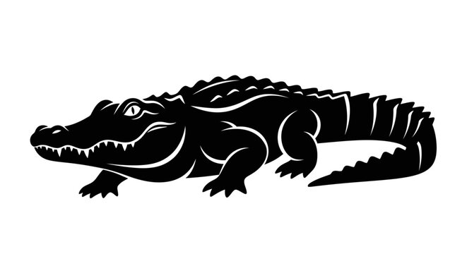Black silhouette of a powerful alligator or crocodile.