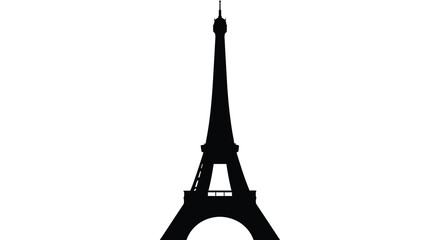 A striking silhouette of the eiffel tower against a plain white background showcasing its iconic structure © Niloy MotionArts 3D7