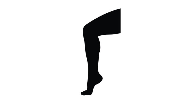 A stark silhouette depicts a single human leg showcasing form and profile in black high quality