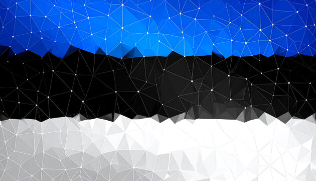 Low-poly world flags illustration: estonia flag
