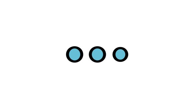 Loading Progress Dots Motion Icon. Animated three dots icon representing loading progress data buffering or system thinking in digital interfaces.