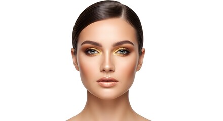 Fototapeta premium Beautiful Woman with Glamorous Makeup, Isolated on White