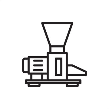 Fish feeder pelletizer icon symbolizing aquaculture tech, representing feed extruder hardware, aquatic nutrition tools, pellet production systems, fish farming gear, and industrial extrusion logistics