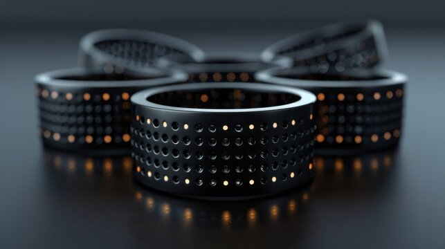 clean minimal mesh rings with soft light dots