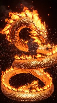 Fiery Dragon Serpent - A Mesmerizing Dance of Flames and Myth.