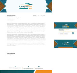 Fototapeta premium Business letterhead template with colorful geometric patterns and company information