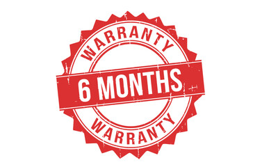 Fototapeta premium A vibrant red warranty seal displaying '6 months warranty' in bold white lettering isolated on white