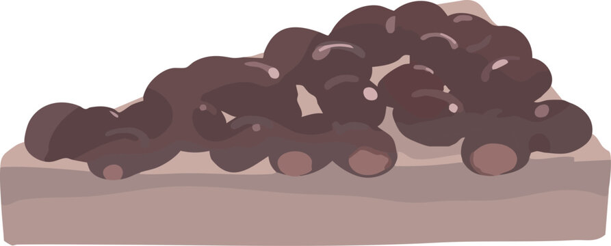 黒糖の水無月のベクターイラスト｜6月・夏越の祓・和菓子（三角ういろう）素材（背景透過）