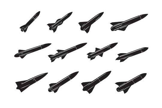 Black vector silhouette set of military aircraft, airplanes, and helicopters designed as sharp metal objects and flying wild birds illustration icons