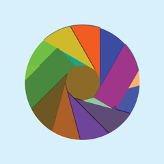 Obraz premium Colorful spiral pie chart with overlapping segments and vibrant hues