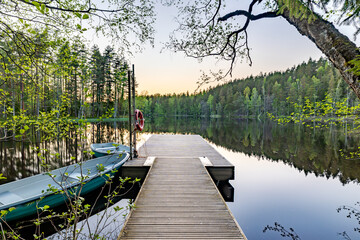 Naklejka premium beautiful summer landscape at sunset