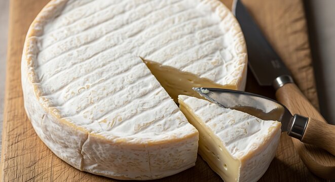 Brie Cheese on Cutting Board