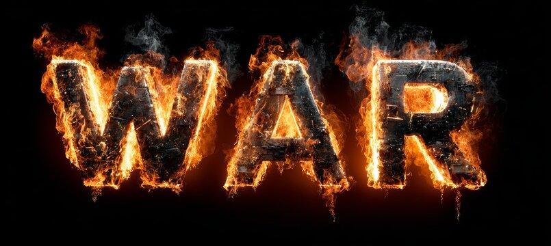 War 3 text in burning fire style. Generative AI technology.