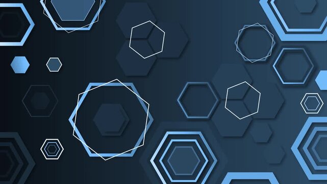 Abstract layered hexagon shape background animation, Modern background with layered hexagons