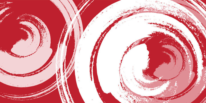 Abstract grunge swirl design with bold red background and large circular brush strokes forming spiral patterns, edgy and expressive graphic background