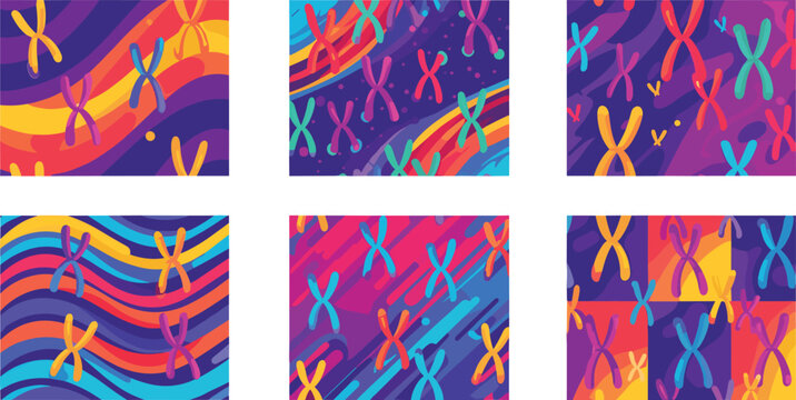 Abstract Chromosome Pattern with Vibrant Colors and Geometric Shapes Background Collection
