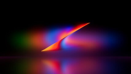 Plakat abstract holographic background. Intense rainbow gradient glows on dark. Digital illustration