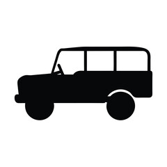 Fototapeta premium Black silhouette illustration of a vintage Land Rover SUV vehicle