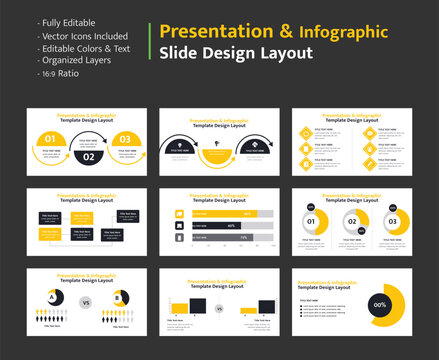 Infographic presentation slides for progress and data comparison