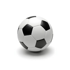 Fototapeta premium Soccer Ball's Geometry: This iconic soccer ball, with its contrasting black and white panels, sits against a clean background, ready for the game.