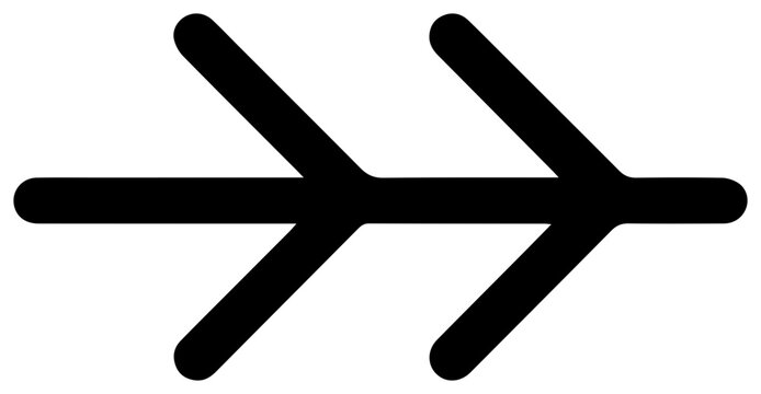 Minimalist black abstract symbol representing two opposing arrows converging into a single unified direction conveying concepts of connection agreement and synergy on a clean