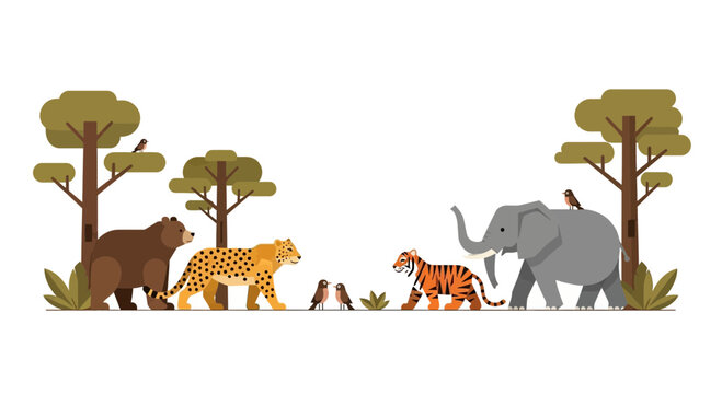 Diverse African Wildlife Gathering in Natural Habitat.