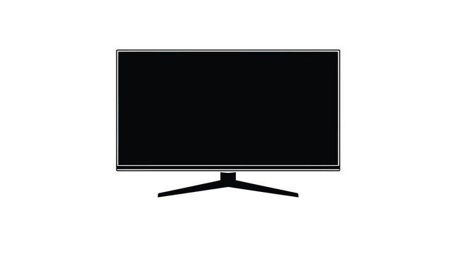 A minimalist depiction of a modern flat screen television set on a stand high quality professional