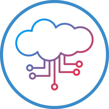 Cloud Computing Line Icon Style