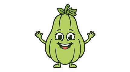Fototapeta premium Cartoon Pear Character Illustration.