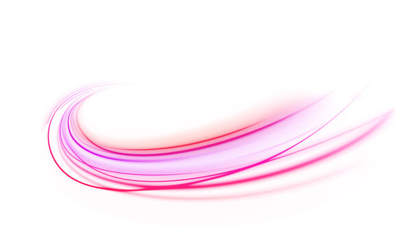 Futuristic neon pink speed lines flow across dark background with smooth wave motion. Glowing streaks create energy streams. Technology abstract vector illustration design.