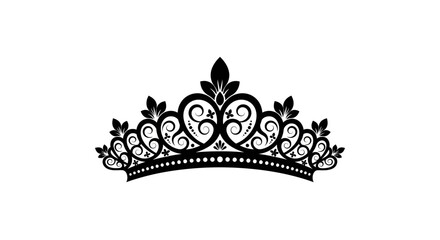 Elegant Black Tiara Crown Silhouette Vector Graphic. © Intan