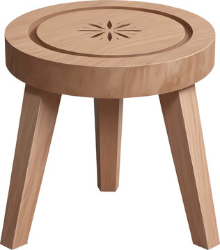 Three-Legged Carved Stool