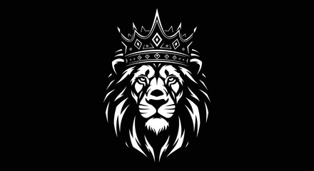 Fototapeta premium Majestic Lion Wearing a Crown Emblem.