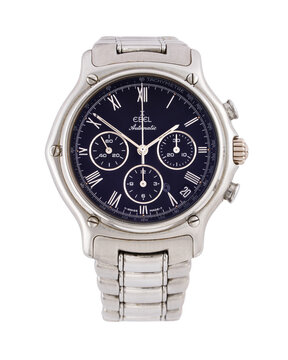 Ebel self-winding chronograph, model 1911, reference 3052, steel case with black dial. Milan. Italy September 12, 2025