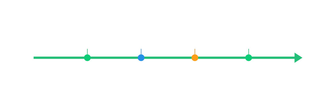 Arrow timeline with achievement milestones. Isolated transparent PNG business roadmap overlay.
