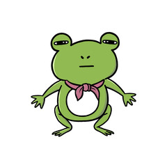 Naklejka premium Frog Character - Neutral Standing, Unimpressed, Isolated Transparent Background