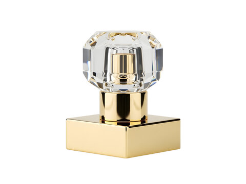 Luxurious crystal curtain rod finial with gold base and cap  elegant home decor transparent background