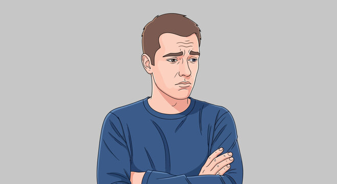 Man with arms crossed looking concerned 1.