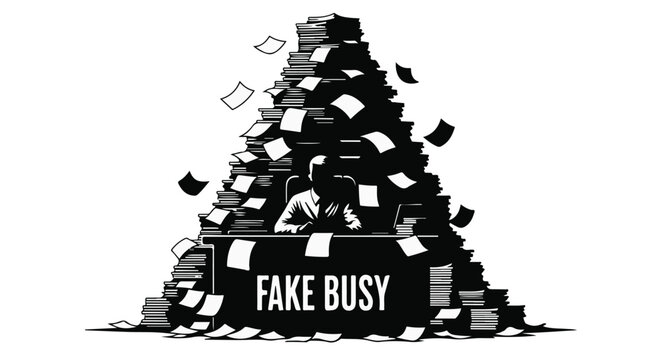overwhelming paperwork and fake busy concept