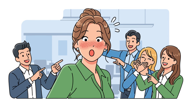 Woman Embarrassed By Colleagues Mocking Her In Office.