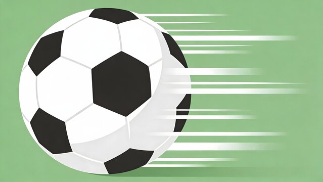 Classic white-black soccer ball with motion lines isolated on white vector style.