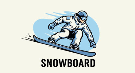 Obraz premium Snowboarder Riding Snow Illustration – Winter Sport Snowboarding Action Concept