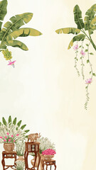 traditional type banana tree invitation and decoration backdrop