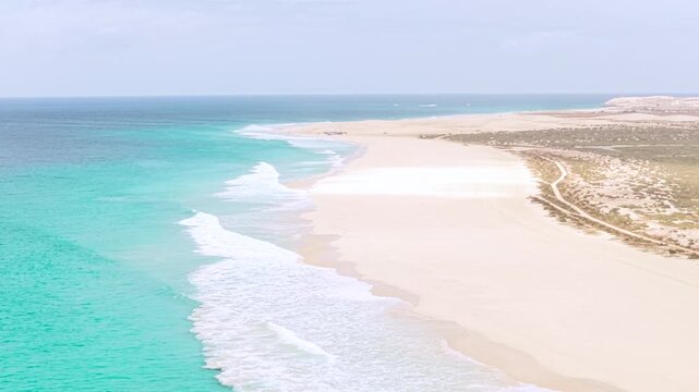 Drone view of Santa Monica Beach in Boa Vista Cape Verde - Cabo Verde