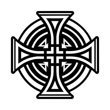 A filled style icon of apostolic cross symbol