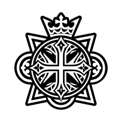 Cross crown symbol icon in glyph style © creativestall