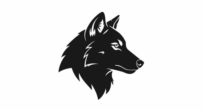 Fierce wolf head silhouette, sharp eyes, and fur detail